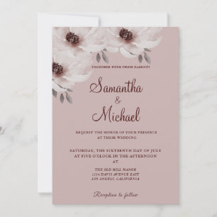Elegant Romantic Pinkish Pink Watercolor Floral  Invitation