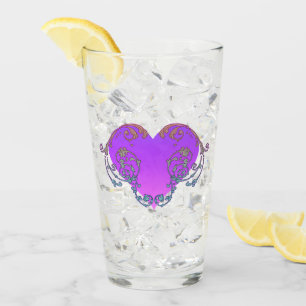 Elegant, Romantic Purple Heart with Flourish  Glass