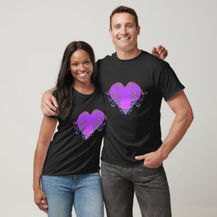 Elegant, Romantic Purple Heart with Flourish T-Shirt