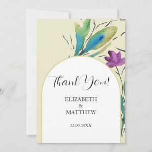 Elegant Romantic Purple Wildflowers Watercolor Art Thank You Card