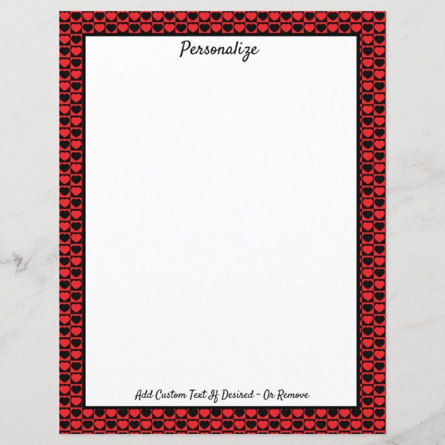 Elegant Romantic Red & Black Hearts Personalize (Front)