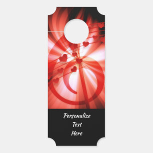 Elegant & Romantic Red Music Notes Personalized Door Hanger