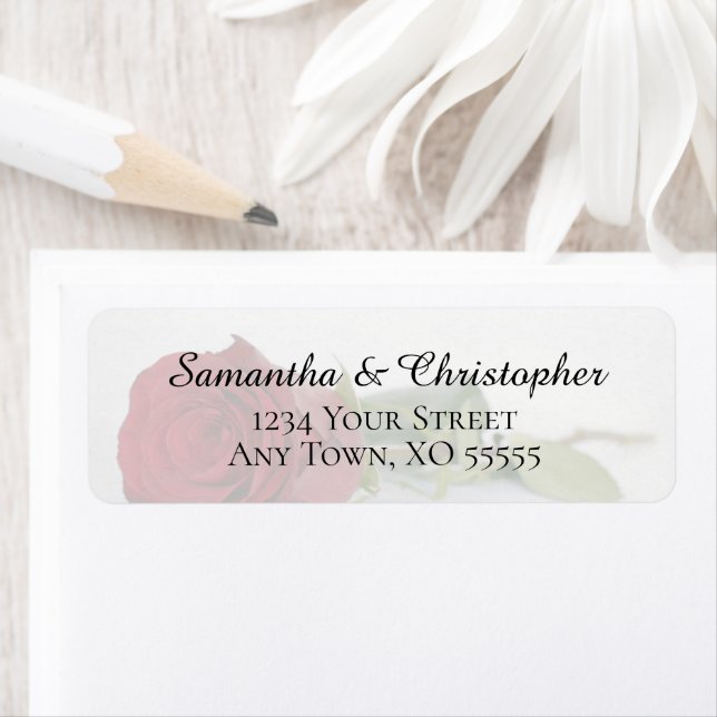 Elegant Romantic Red Rose Wedding Return Address (Insitu)