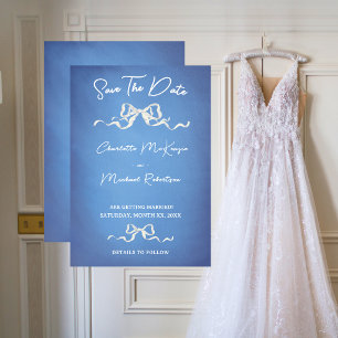 Elegant Romantic Ribbon Wedding Save The Date