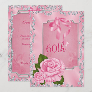 Elegant Romantic Roses & Bows 60th Invitation