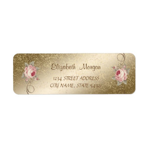 Elegant  Romantic,Roses,Confetti  Address Label