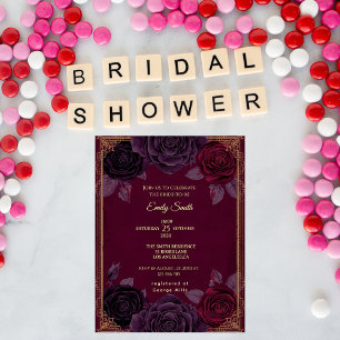 Elegant Romantic Roses Gothic Bridal Shower Invitation