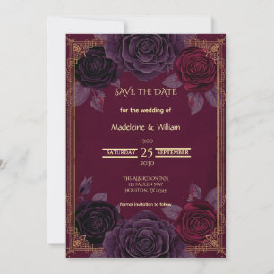 Elegant Romantic Roses Gothic Wedding Save The Date