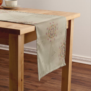 Elegant Romantic Rustic Pastel Kaleidoscope Flower Short Table Runner