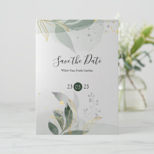 Elegant Romantic Sage Floral Watercolor Wedding Invitation