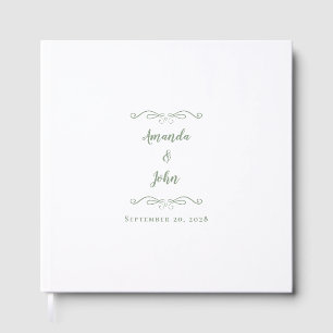 Elegant Romantic Sage Green Calligraphy Wedding  Guest Book