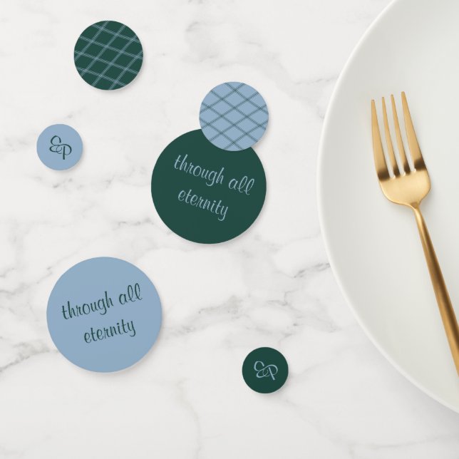 Elegant Romantic Script Slate & Forest Confetti (Group)
