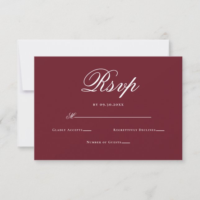 Elegant Romantic Script Wedding RSVP Card (Front)