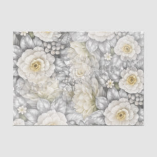 Elegant Romantic Silver & White Wedding Florals Tissue Paper