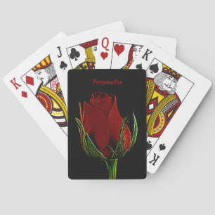 Elegant & Romantic Single Red Rose Personalized Playing Cards