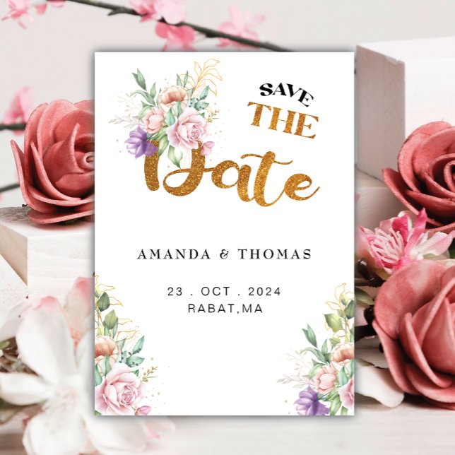 Elegant Romantic Succulents Gold Greenery  Save The Date (Creator Uploaded)