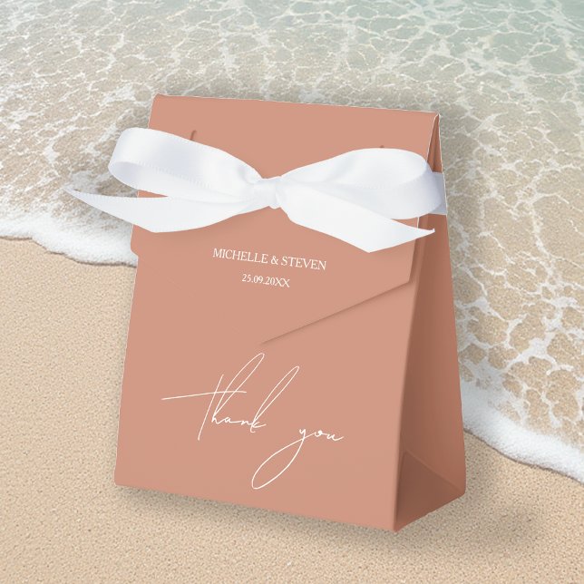 Elegant Romantic Terracotta Coral Calligraphy Favor Box (Creator Uploaded)