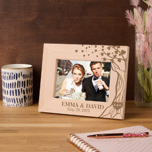 Elegant Romantic Tree Heart Wedding for Couple Etched Frames