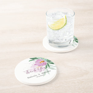 Elegant Romantic Violet Lotus Watercolor Art Coaster