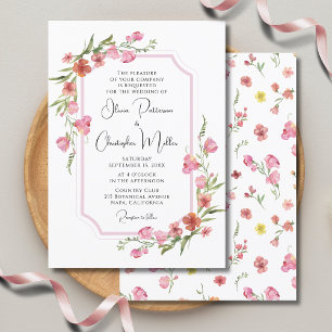Elegant Romantic Watercolor Floral Wedding Invitation