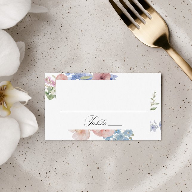 Elegant Romantic Watercolor Floral Wedding Place Card (Creator Uploaded)