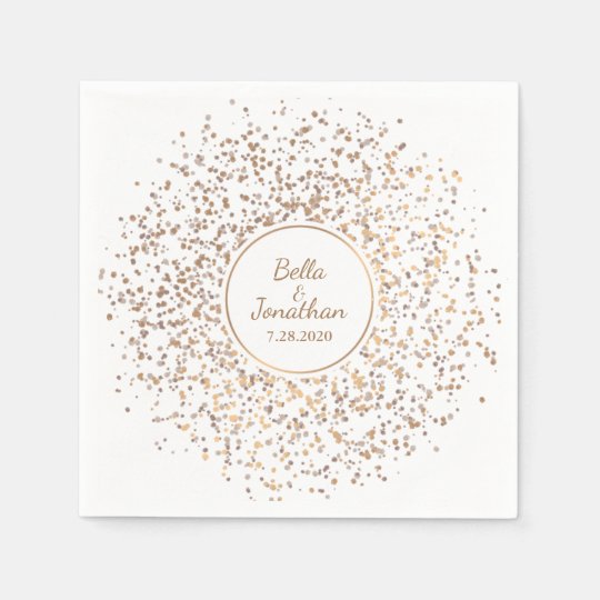 Elegant Romantic Wedding Gold & Silver Confetti Disposable Napkins
