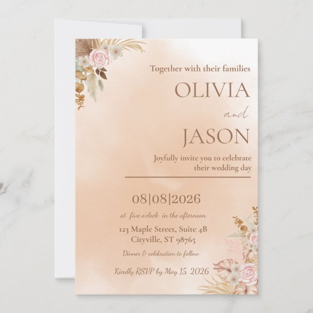 Elegant Romantic Wedding Invitation  (Front)