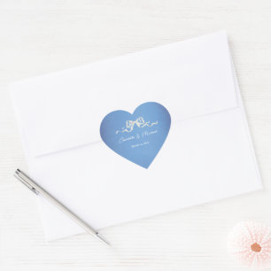 Elegant Romantic White Ribbon Wedding Heart Sticker