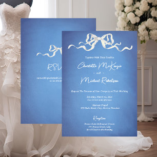 Elegant Romantic White Ribbon Wedding Invitation