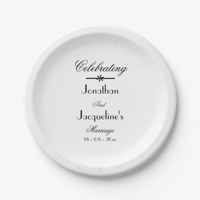 Elegant Romantic White Wedding Cake Table Paper Plate (Front)