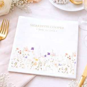 Elegant Romantic Wildflower Bridal Shower Napkin