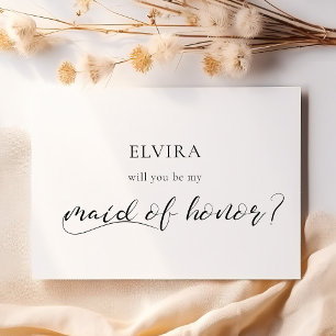 Elegant romantic will you be my maid of honour car invitation