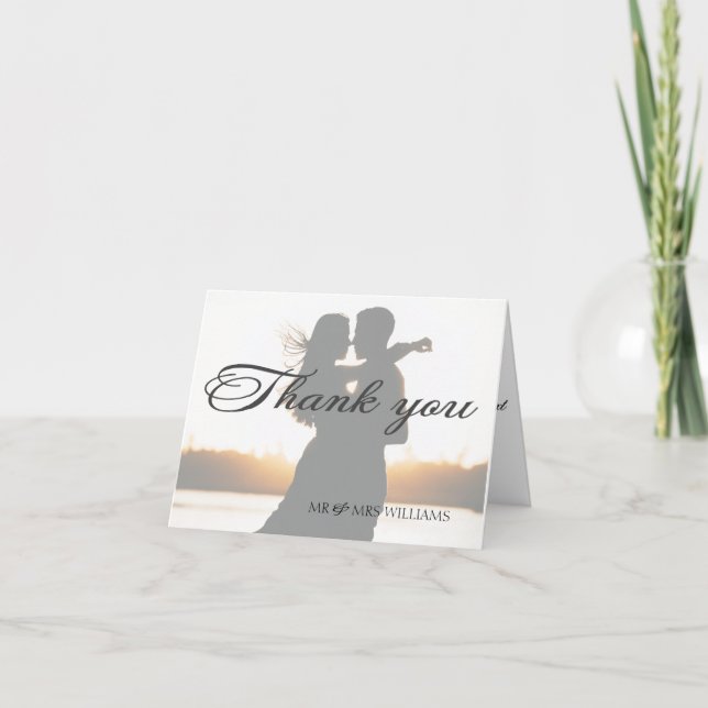Elégant romantique Calligraphie Mariage Merci (Devant)