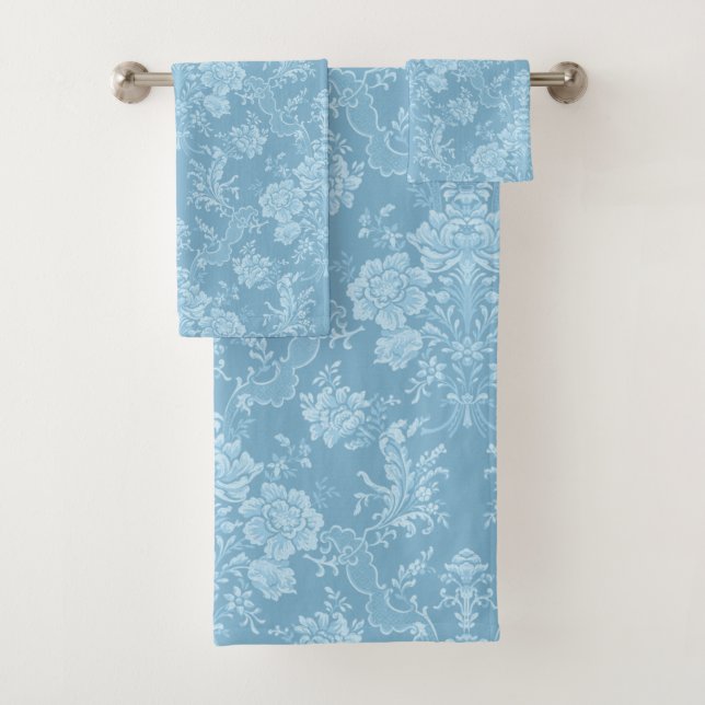 Élégant Romantique Chic Floral Damask-Pastel Bleu (En situation)