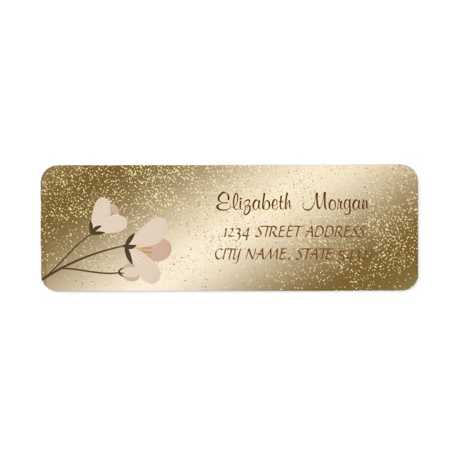 Élégant romantique, Étiquette de adresse de fleurs (Devant)