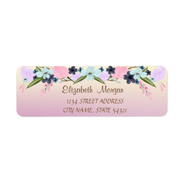 Élégant romantique, Ombre, Étiquette de adresse de (Devant)