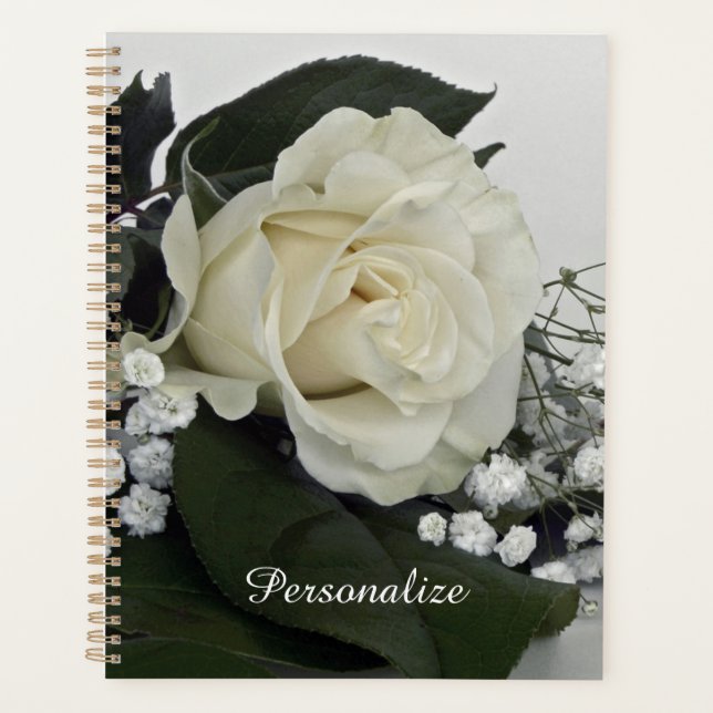 Élégant & Romantique Rose Blanche Personnalisé (Devant)