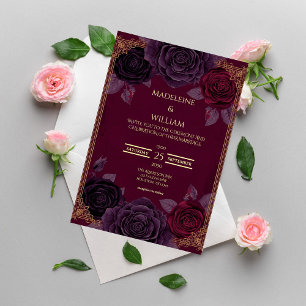 Élégant romantique Rose Faire-part de mariage goth