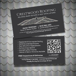 Elegant Roofing Contractor QR Code Business Card
