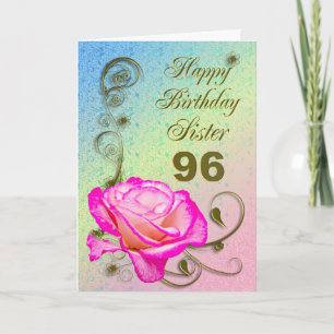 Elegant rose 100th birthday card for Sister