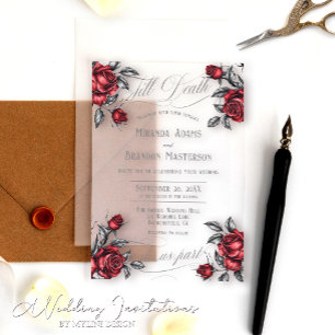 Élégant Rose Acrylique Faire-part de mariage flora
