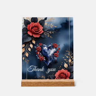 Elegant rose arrangement with golden foliage  acrylic sign