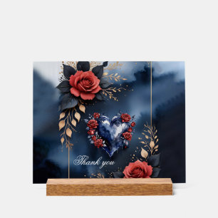 Elegant rose arrangement with golden foliage acrylic sign