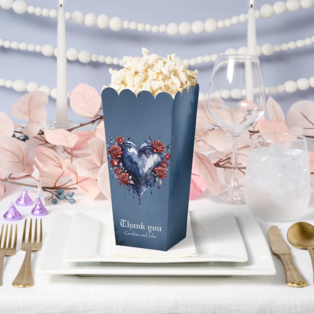 Elegant rose arrangement with golden foliage favor box (Wedding)