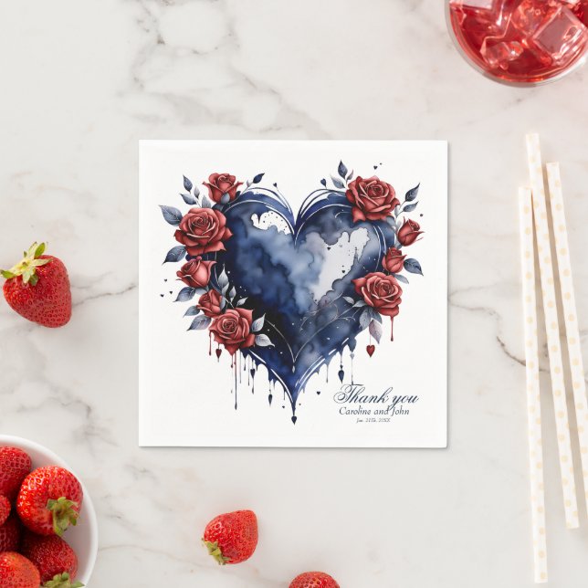 Elegant rose arrangement with golden foliage  napkin (Insitu)