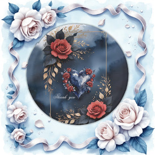 Elegant rose arrangement with golden foliage  paper plate