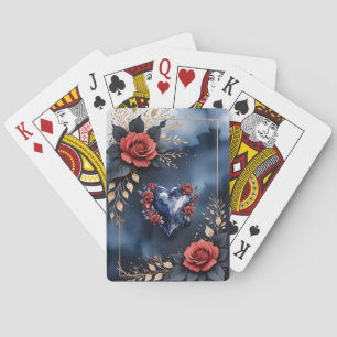 Elegant rose arrangement with golden foliage playing cards