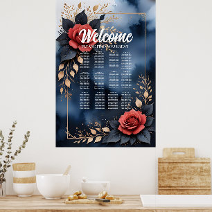 Elegant rose arrangement with golden foliage  poster