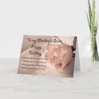 Elegant rose birthday card for sister