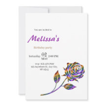 Elegant Rose Birthday Invitation 